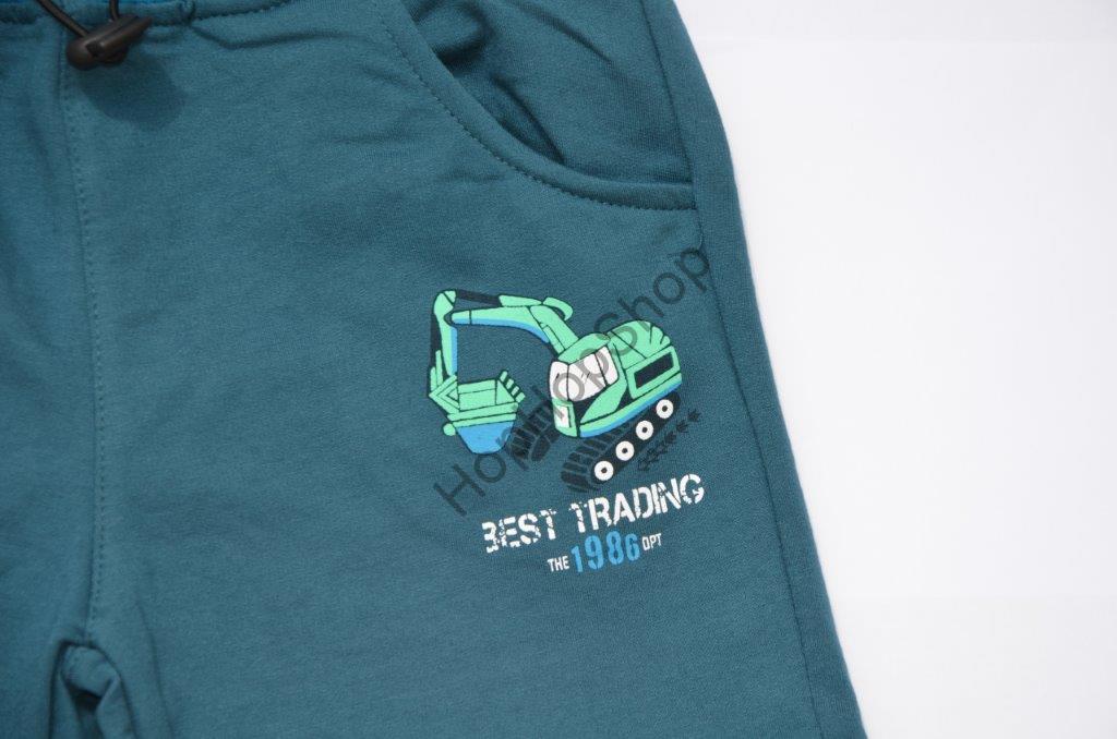 Chlapecké kraťasy KUGO, tmavě zelené, bagr