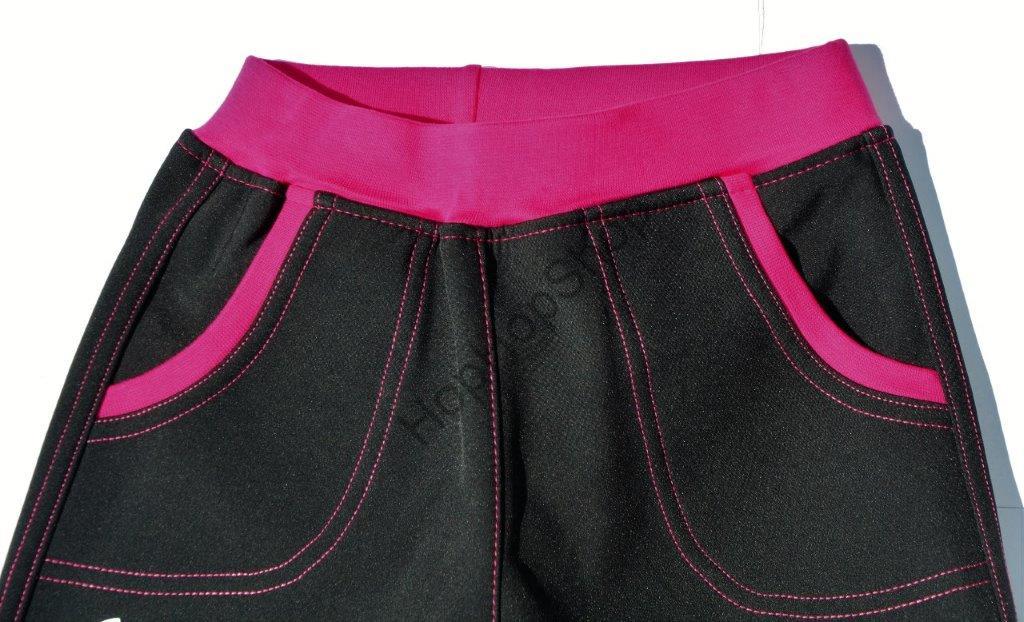 GUDO Softshellové kalhoty, ZIMA, funkční, dívčí, růžové prošívání, reflexní prvek