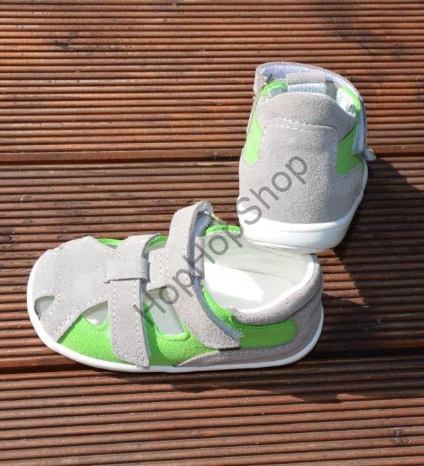 Jonap 041S kožené sandálky, light, šedé/zelené