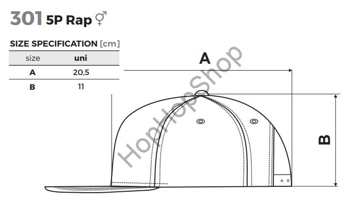 MALFINI 5P- 40 Rap, kšiltovka, obvod 55-65 cm, purpurová, retro plast. klip, rovný kšilt