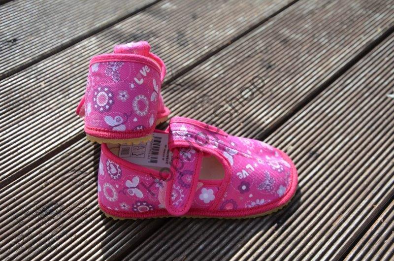 Beda barefoot 060010/W/02 SLIM bačkorky, dívčí, růžové, LOVE