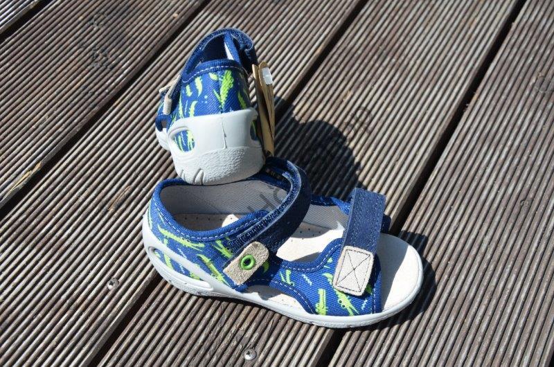Befado Sunny 065P155 sandálky s koženou stélkou, modré, krokodýlci