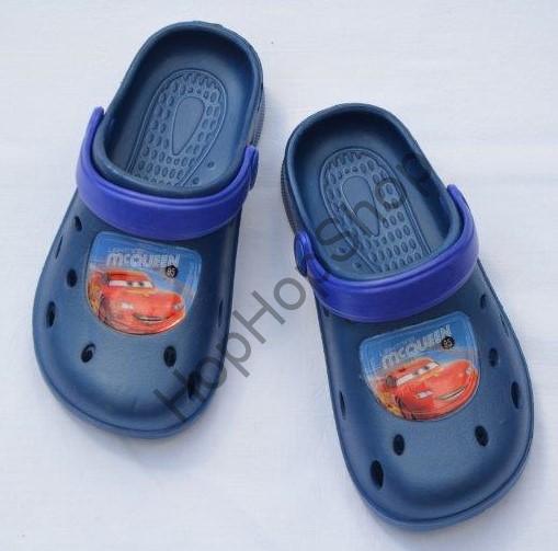 SETINO nazouváky, kroksy, námořní modrá, pásek fialový, Cars - mcQueen (Auta)