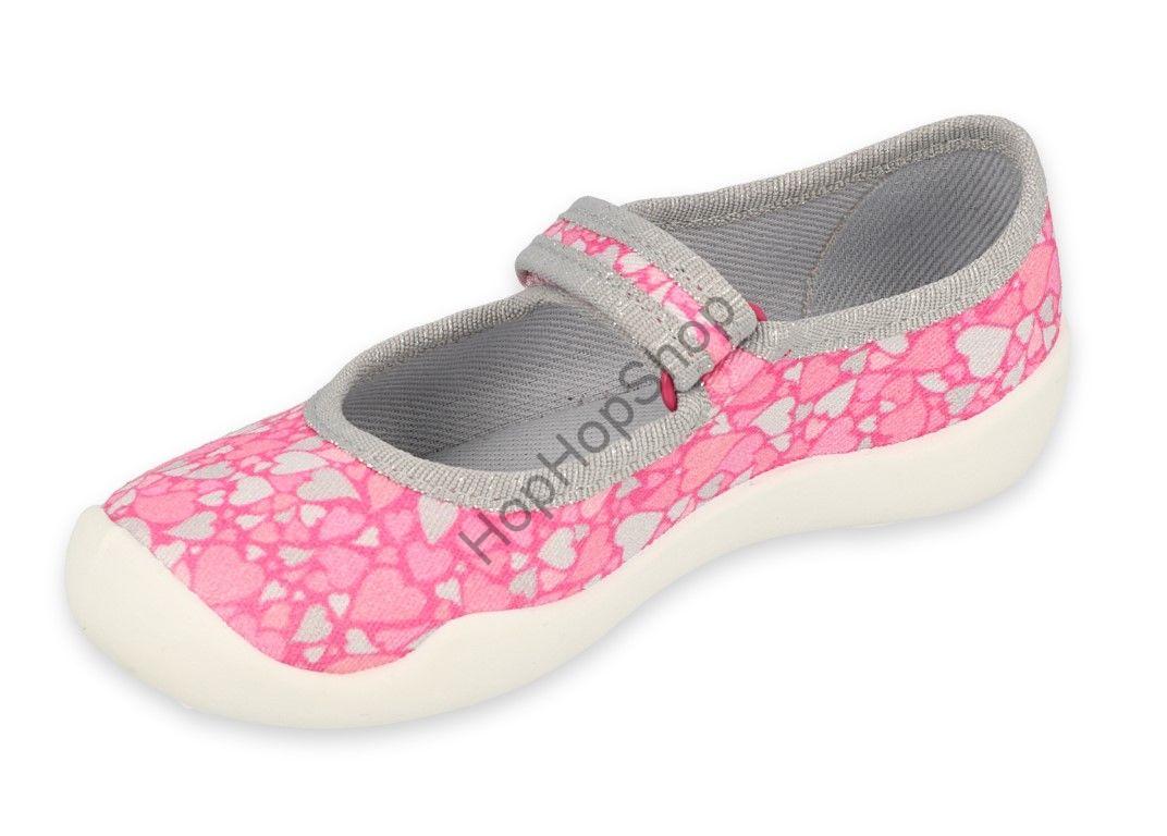 Befado Blanca 114Y476, dívčí, bačkorky, růžové, srdíčka