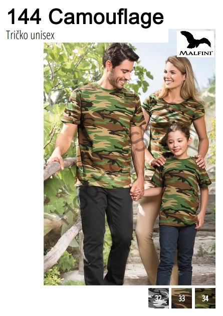 MALFINI CAMOUFLAGE 144-32, triko, unisex, 100% bavlna, camouflage / maskáč, grey/šedá
