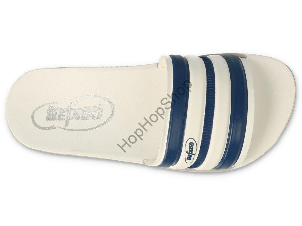 Befado CLIP 067Y003 pantofle dětské bílé / modré proužky
