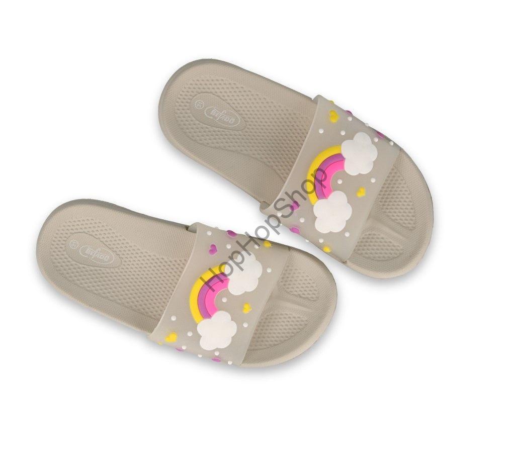 Befado SPACE 152Y005 ultralehké pantofle dětské dívčí ŠEDÉ duha