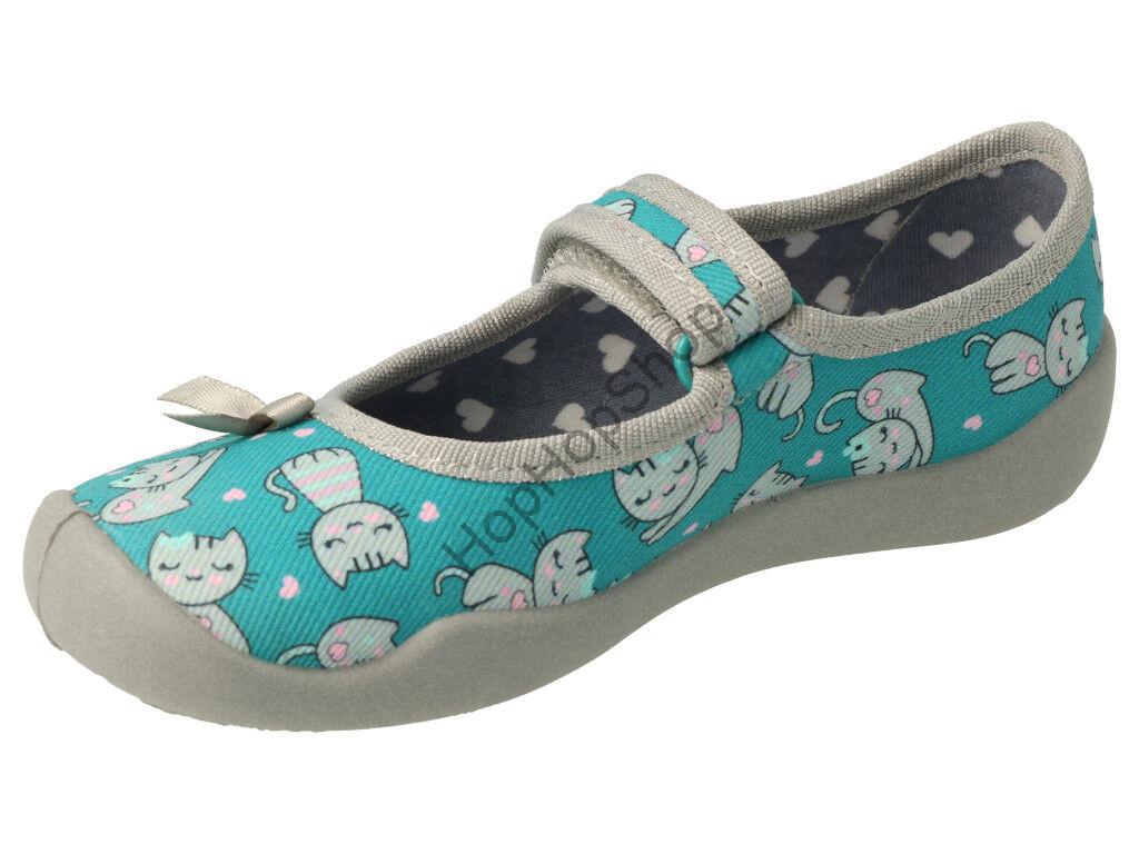 Befado Blanca 114X453, dívčí, bačkorky, tyrkys, kočky