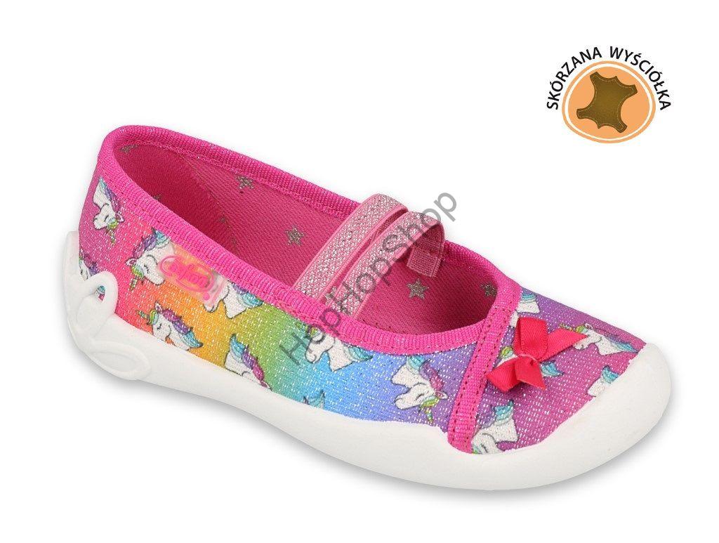 Befado Blanca 116Y296, dívčí, bačkory, balerínky, duha, jednorožci, pevná kožená stélka