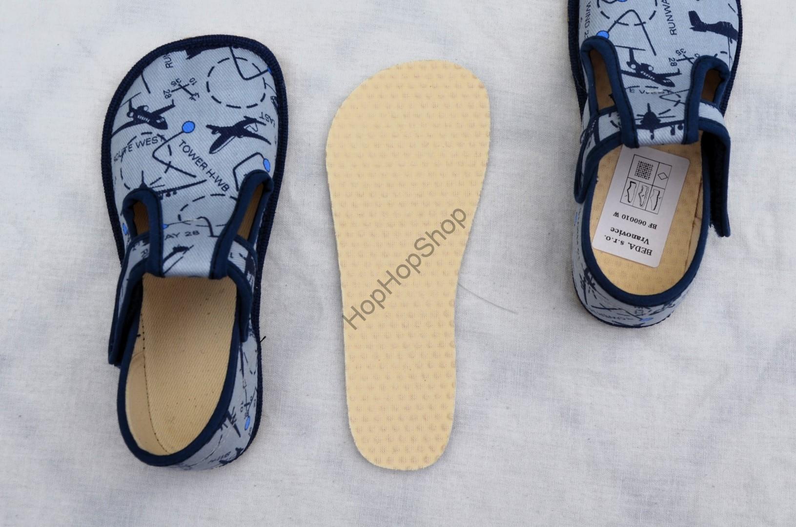 Beda barefoot 060010/W bačkorky, chlapecké, LETADLA