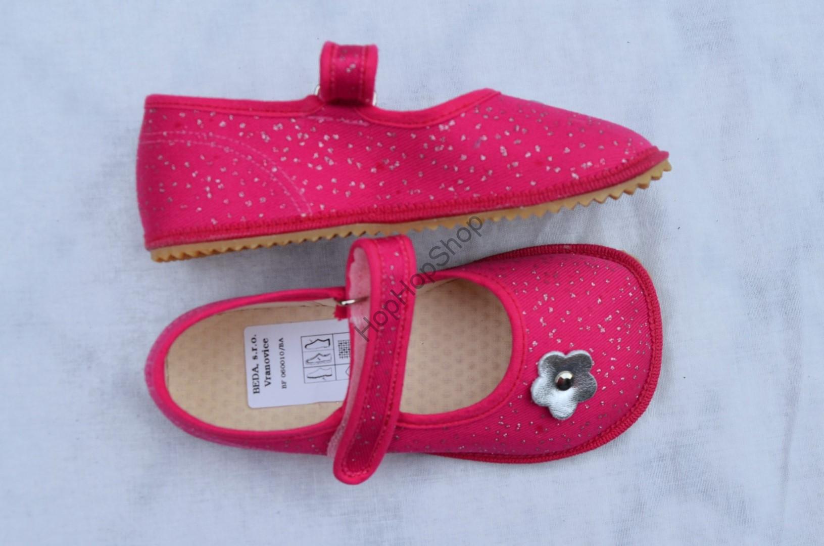 Beda barefoot 060010/BA bačkorky, balerínky, dívčí, PINK SHINE / RŮŽOVÉ TŘPYTKY
