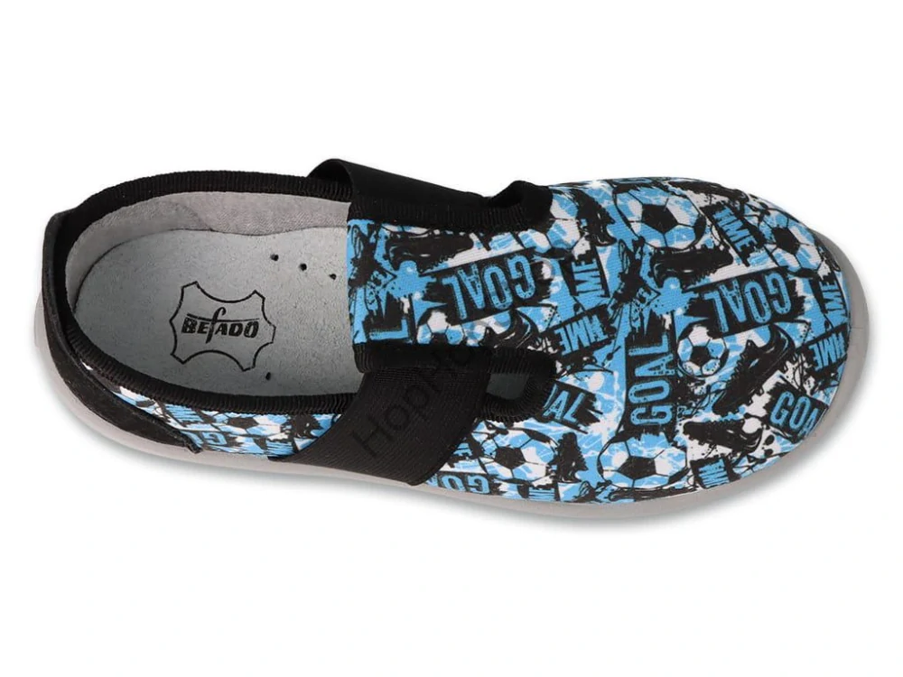 Befado Softer 901x018, chlapecké, bačkůrky, přezůvky, ŠEDÁ/MODRÁ, FOTBAL