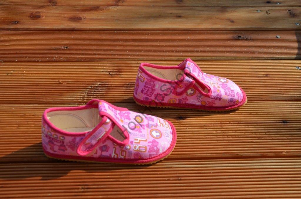 Beda barefoot 060010/W bačkorky, dívčí, růžové, znaky