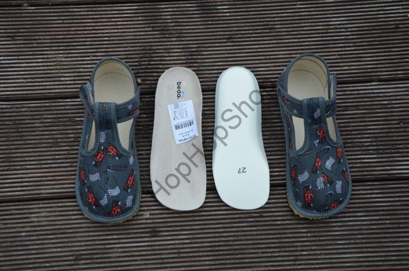 Beda barefoot 060010/W/02 SLIM bačkorky, chlapecké, šedé, FORMULE