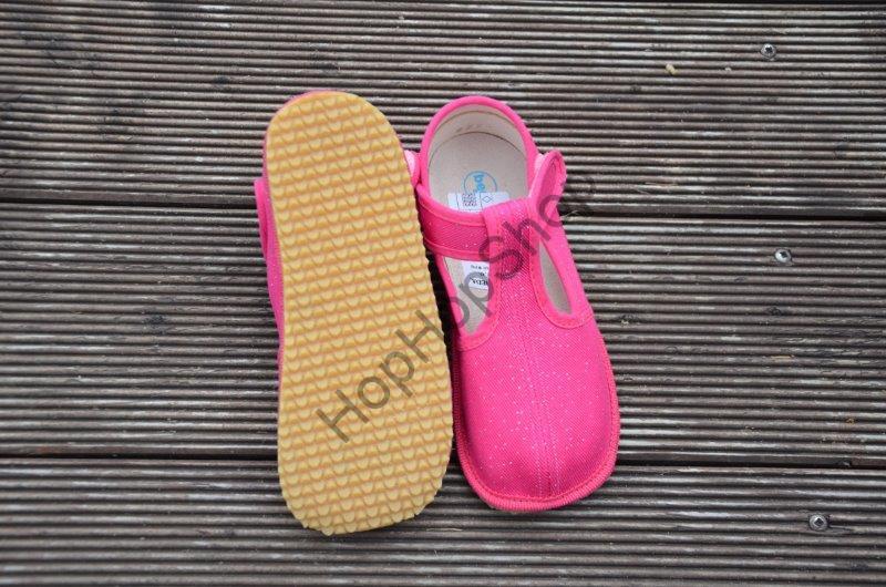 Beda barefoot 060010/W/02 SLIM bačkorky, dívčí, růžové, TŘPYTKY