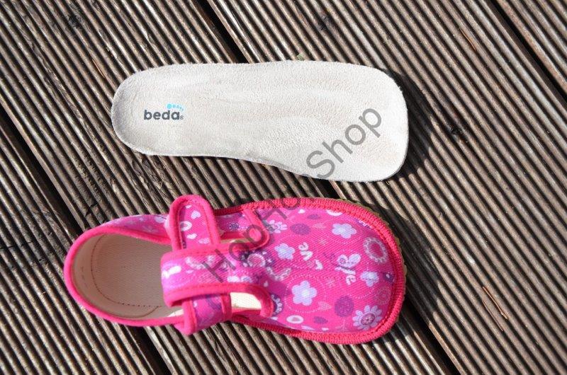 Beda barefoot 060010/W/02 SLIM bačkorky, dívčí, růžové, LOVE