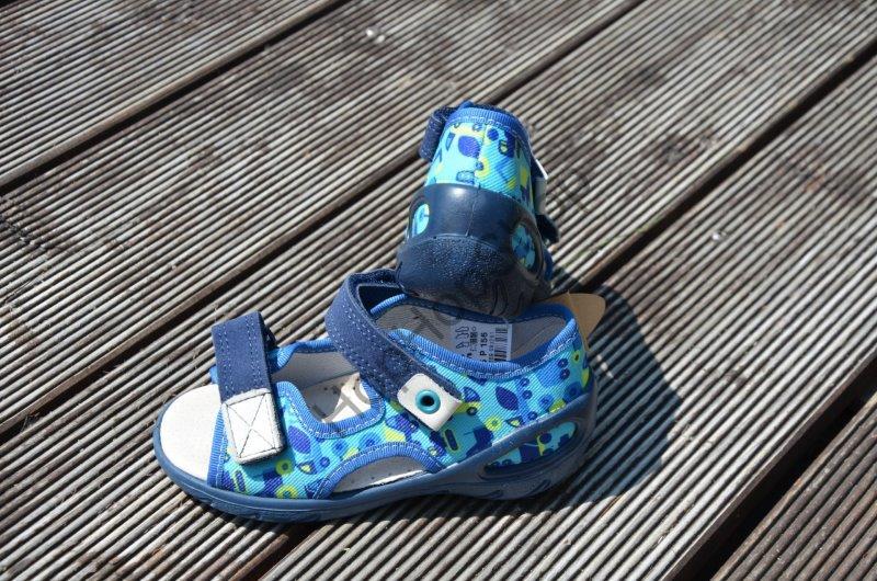 Befado Sunny 065P156 sandálky s koženou stélkou, modré, stavební auta