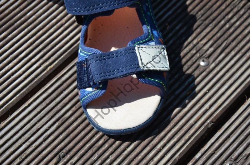 Befado Sunny 065P157 sandálky s koženou stélkou, tmavě modré, potisk