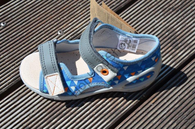 Befado Sunny 065P158 sandálky s koženou stélkou, světle modré, potisk