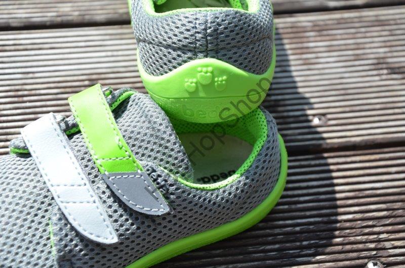 Beda barefoot BF 0001/ST/W LIME léto, síťovina, nízké, chlapecké, 2x suchý zip, šedá/limetková