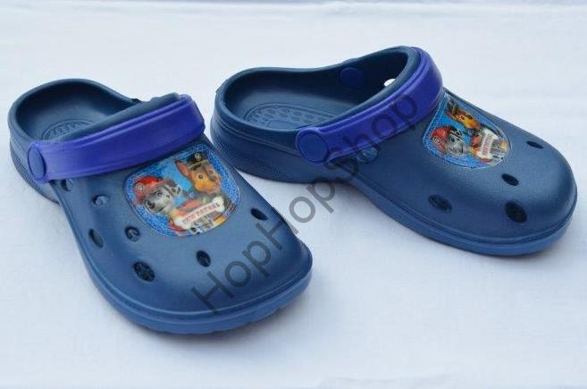 SETINO nazouváky, kroksy, námořní modrá, pásek fialový, Paw Patrol (Tlapková patrola)