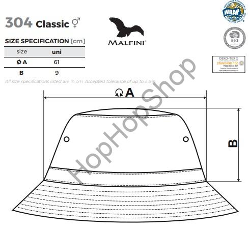 MALFINI CLASSIC 304-05, klobouček unisex, obvod 61cm, královská modrá
