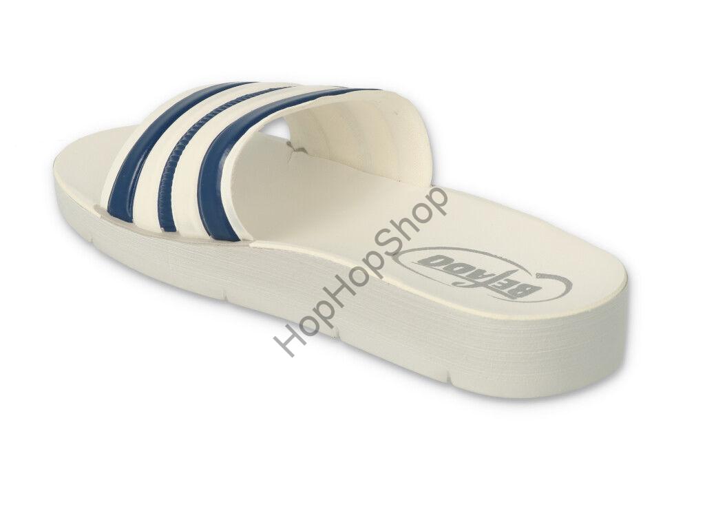 Befado CLIP 067Y003 pantofle dětské bílé / modré proužky