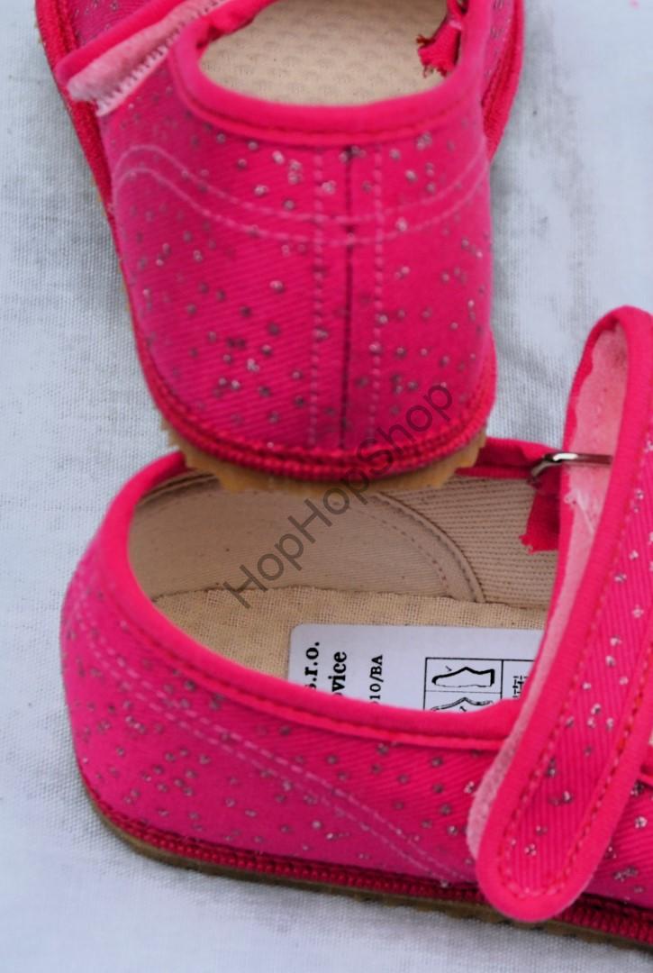 Beda barefoot 060010/BA bačkorky, balerínky, dívčí, PINK SHINE / RŮŽOVÉ TŘPYTKY