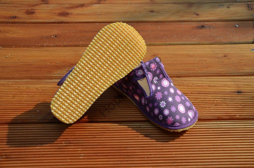 Beda barefoot 060010/W bačkorky, dívčí, fialové, kvítka