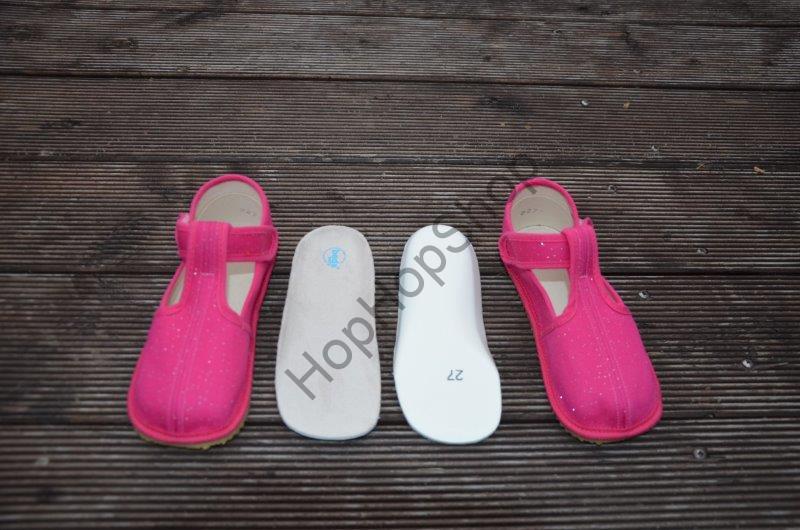Beda barefoot 060010/W/02 SLIM bačkorky, dívčí, růžové, TŘPYTKY