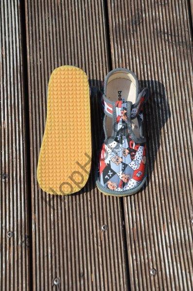 Beda barefoot 060010/W/02 SLIM bačkorky, chlapecké, šedé, KOMIX (comics)