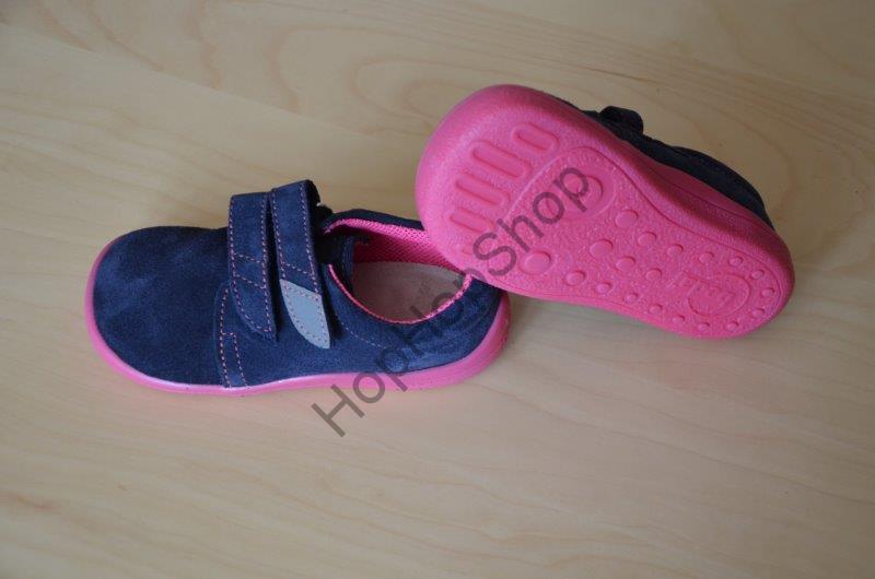 Beda barefoot BF 0001/W/N ELISHA celoroční, kožené, nízké, dívčí, 2x suchý zip, tm. modré