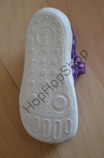 Beda barefoot BF 0001/BA VIOLET FLOWERS, balerínky, suchý zip, fialová/květy