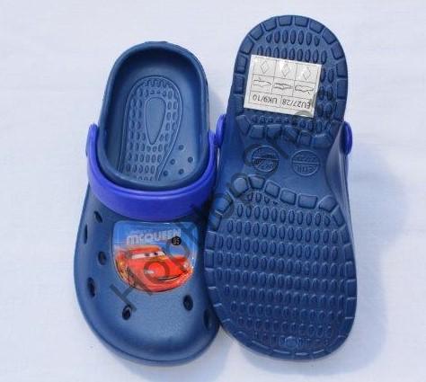 SETINO nazouváky, kroksy, námořní modrá, pásek fialový, Cars - mcQueen (Auta)