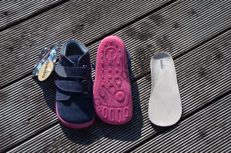 Beda barefoot BF 0001/W/M ELISHA celoroční, kožené, kotníkové, membrána, dívčí, 2SZ, tm. modré