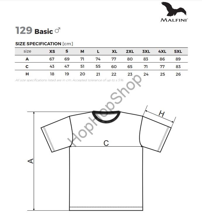 MALFINI BASIC 129-51, triko, pánské, bavlna, ledově šedá