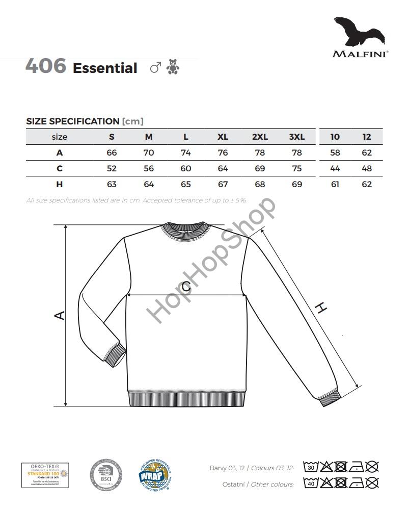 MALFINI ESSENTIAL 406-67 mikina pánská/dětská, 65%bavlna, tmavá břidlice