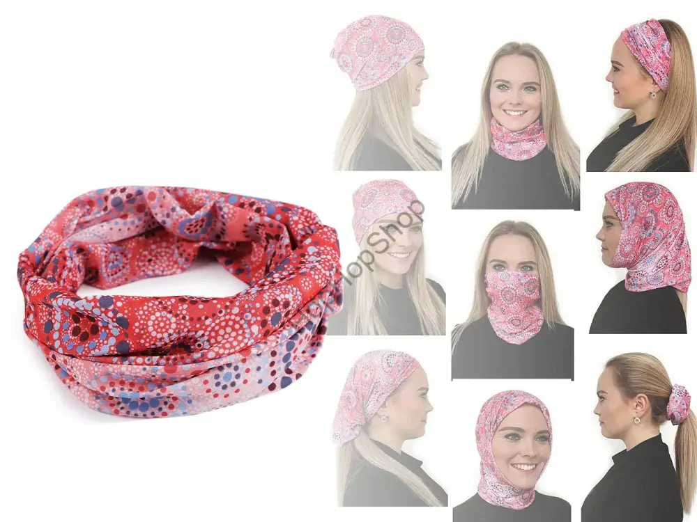 Multifunkční šátek pružný, bezešvý mandala, modrá