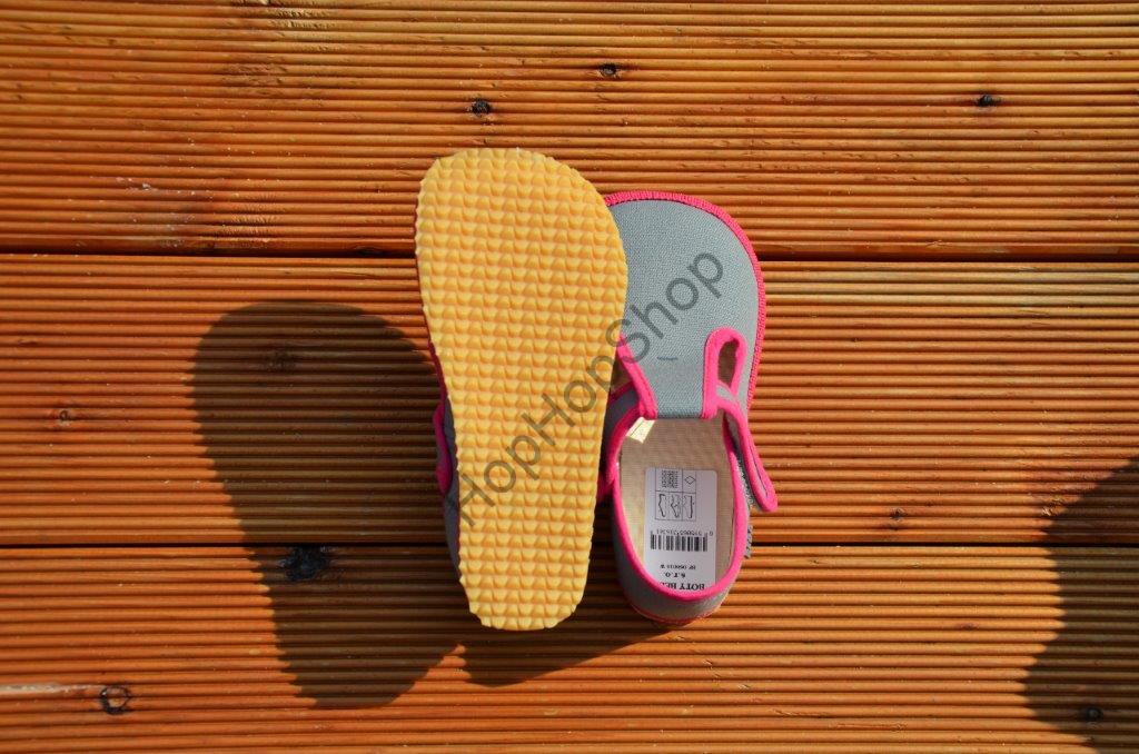 Beda barefoot 060010/W bačkorky, dívčí, šedé, růžový lem