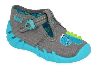 Befado Speedy 110P441, chlapecké, bačkorky, šedé, dinosaurus