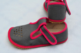 Beda barefoot 060010/W/PF/B bačkorky, dívčí, ŠEDÁ/RŮŽOVÁ, PINK