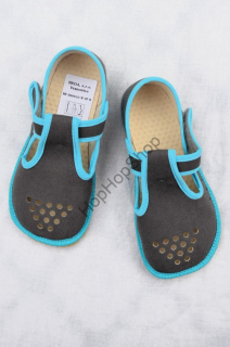 Beda barefoot 060010/W/PF/B bačkorky, dívčí, ŠEDÁ/TYRKYSOVÁ, TURQUOISE