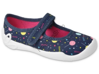 Befado Blanca 114Y508, dívčí, bačkory, balerínky, tmavě modré, lízátka