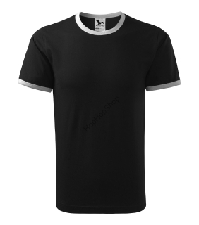 MALFINI INFINITY 131-01, bavlněné triko, unisex, ČERNÉ, bílý lem
