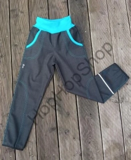 GUDO Funkční softshellové kalhoty JARO/PODZIM  s bambusem, modré prošívání, reflexní prvek