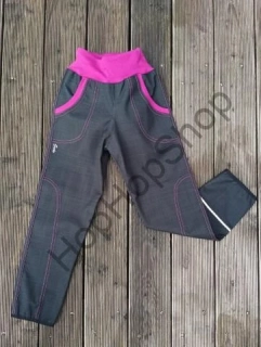 GUDO Funkční softshellové kalhoty JARO/PODZIM  s bambusem, fuchsiové prošívání a nápety, reflexní prvek