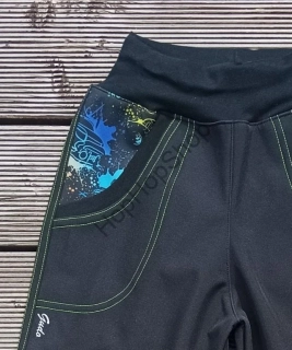 GUDO Softshellové kalhoty, ZIMA, fleece, ČERNÉ / MONSTER TRUCK, reflexní prvek