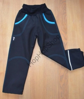 GUDO Softshellové kalhoty, ZIMA, funkční, modré prošívání, reflexní prvek